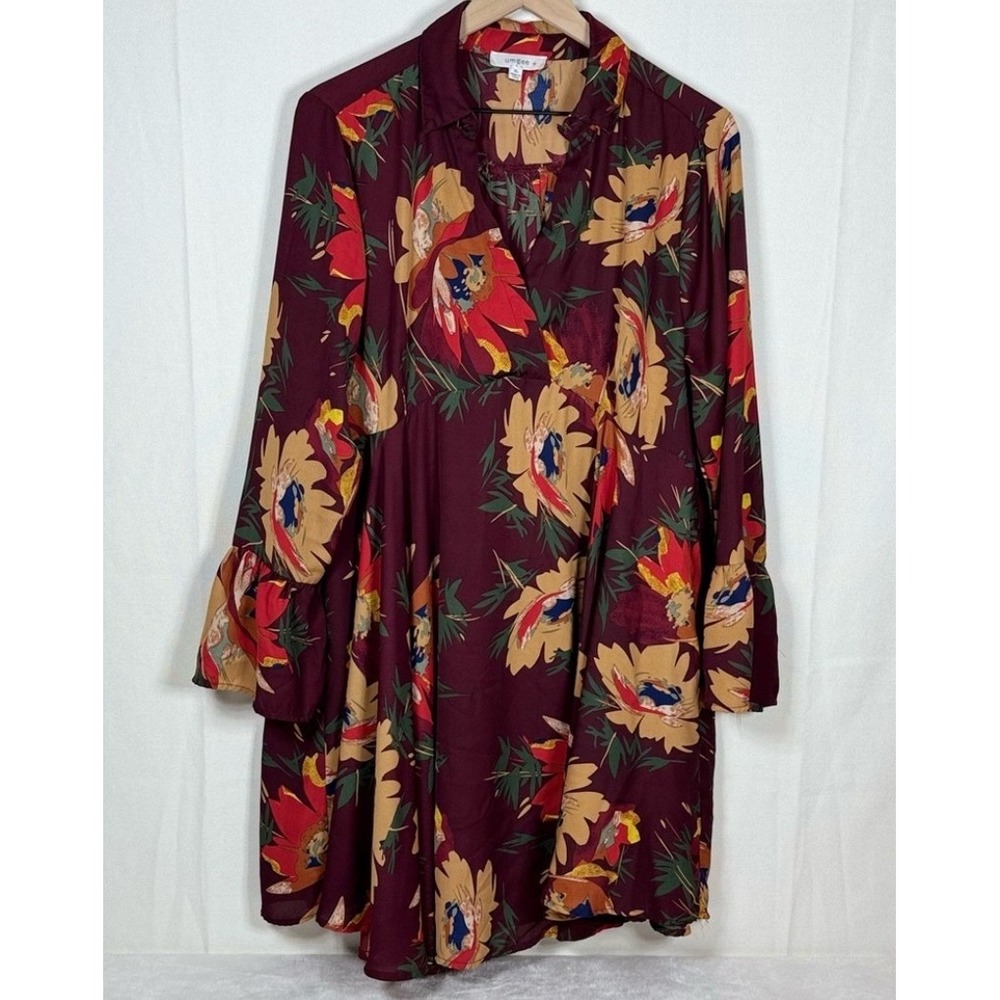 Umgee Burgundy Floral Mini Dress